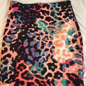 Bebe Vibrant Y2K Leopard Multicolor Mini Skirt